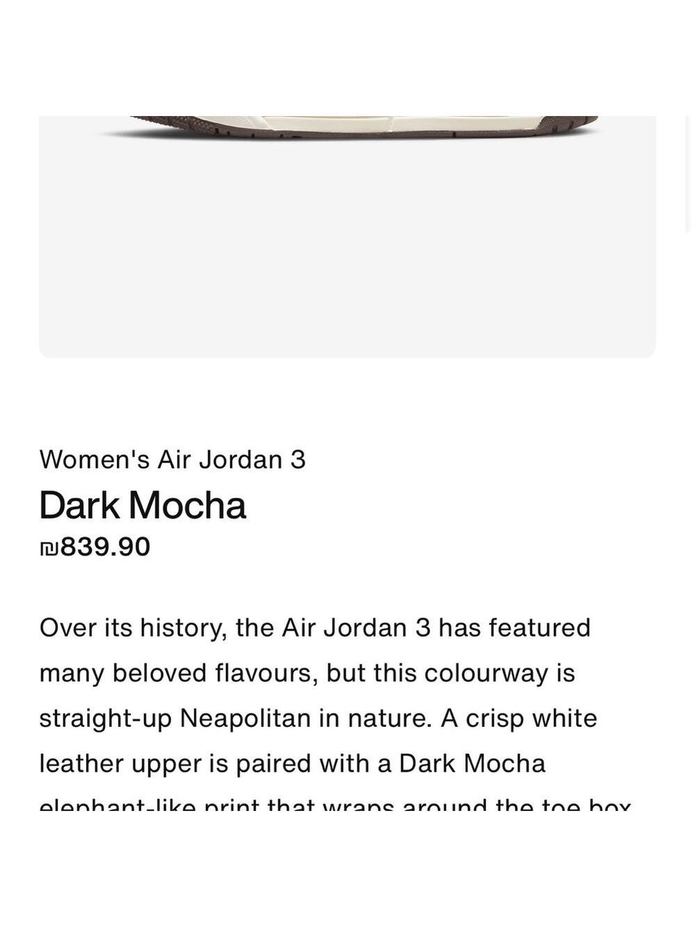 Nike Women's Air Jordan 3 "Dark Mocha" Mid-Top Sneakers. Size 6 - Picture 9 of 10